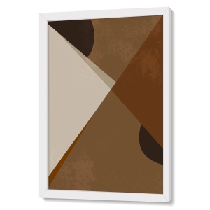 BOHO Inspired Triangles In Brown Shades-Essential (13.5 X 19.5 Inches) / Frame With Glass / White Frame