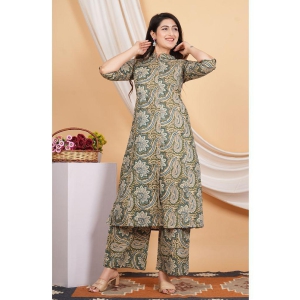 vbuyz-cotton-printed-kurti-with-palazzo-womens-stitched-salwar-suit-green-pack-of-1-none