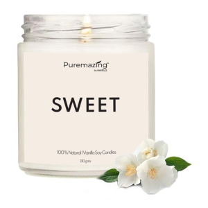 Puremazing - White Vanilla Jar Candle 8 cm ( Pack of 1 )