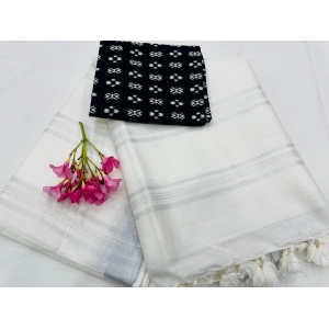 Handloom Plain linen Saree