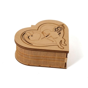 Heart Engraved Wooden Box