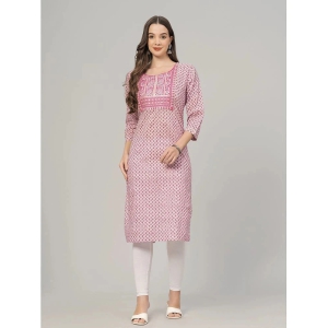 HIGHLIGHT FASHION EXPORT Cotton Printed Straight Womens Kurti - Pink ( Pack of 1 ) - None