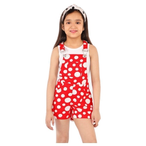 Naughty Ninos - Red Cotton Girls Dungarees ( Pack of 1 ) - None