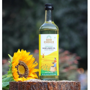 Organic Sunflower Oil | Wood Pressed | Single-Filtered-1L Glass Bottle