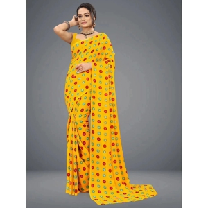 ANAND SAREES - Yellow Georgette Saree Without Blouse Piece ( Pack of 1 ) - Yellow