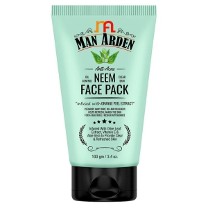 Man Arden Anti-Acne Neem Face Pack - For Oil Control And Clear Skin - Infused With Olive Extract, Vitamin E And Aloe Vera, 100g