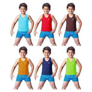 Dixcy Josh Fine Cotton Multicolor Sleeveless Vests for Kids/Boys - Pack of 6 - None