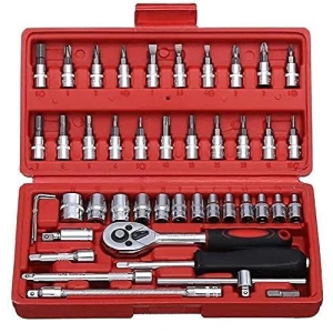 MILONI USA 46in1 Wrench Screwdriver Set, 46pcs Combination Precision Socket Wrench set for car, bike, cycle repairing & automobile Vehicle service