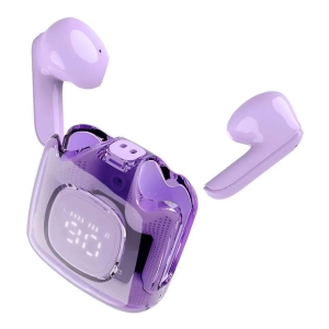 VEhop with Digital Display Bluetooth True Wireless (TWS) In Ear 30 Hours Playback Fast charging,Dual pairing IPX4(Splash & Sweat Proof) Purple