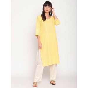 queenley-yellow-cotton-womens-straight-kurti-pack-of-1-m