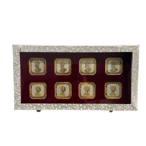 999 Pure silver 10 grams square coins set of 8 pcs for gifting. King queen Square Silver coins gift pack with 22 Kt gold plating