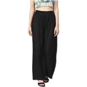 Women's Rayon Solid Soft Black Palazzo Pants Trousers