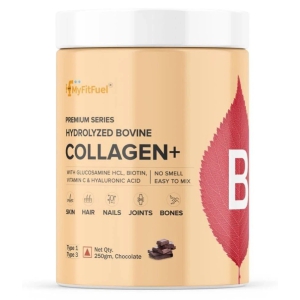 MyFitFuel Hydrolyzed Bovine Collagen with Hyaluronic Acid, Biotin, Zinc & Vitamin C. 250g, Chocolate