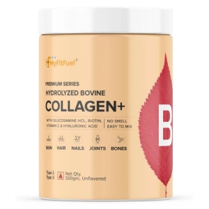 MyFitFuel Hydrolyzed Bovine Collagen with Hyaluronic Acid, Biotin, Zinc & VitaminC. 500g, Unflavored