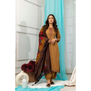 Women's Camel Brown Royon Kurta Afghani Salwarand Dupatta Set-M / Camel Brown