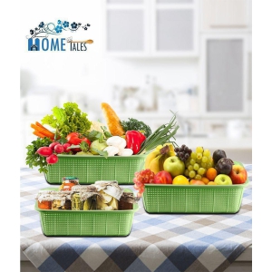 HOMETALES Green Polypropylene Fruit & Vegetable Trolley ( Pack of 3 ) - Green