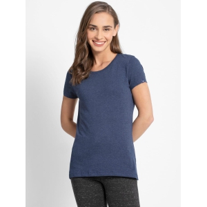 Jockey Women's Super Combed Cotton Elastane Stretch Regular Fit Solid Crew/Round Neck Half Sleeve T-Shirt -1515-XXL / Medieval Blue Melange