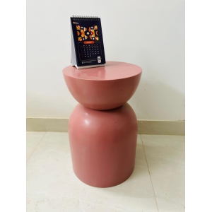 Round wooden side table beautiful pink colour 46cm