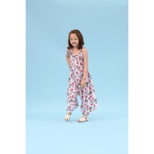 Soft Pink Berry Striped Palazzo Jumpsuit Kids-9 - 10 Years / Pink