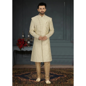 Beige Colour Heavy Look Wedding Sherwani For Men-M / Beige