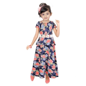 Zadmus Girls Printed Stylish Gown Dress (Blue,5 - 6 Years) - None