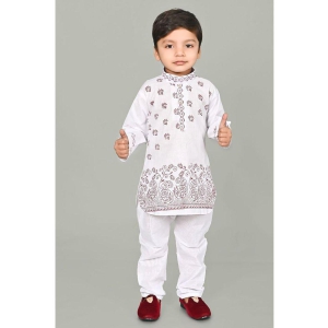 SFC - White Silk Boys Kurta With Pyjama ( Pack of 1 ) - None