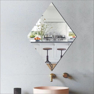 WallDaddy Oval Shape Plastic Mirror For Wall Size (20x30)Cm Flexible Mirror B-DiamondMirror-Free Size
