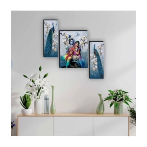 Saf radha krishna with couple peacock modern art MDF Painting Without Frame