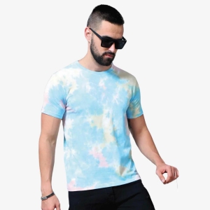 Tie-dye  Round Neck Half Sleeve T-shirt-Green/Yellow / XL