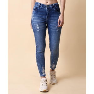 Women Skinny Light Blue Damage Jeans-Light Blue / 30