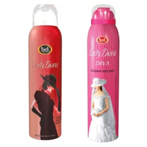 MONET Lady Diana & Lady Diva Deodorant Spray - For Men & Women  (150 ml each, Pack of 2)