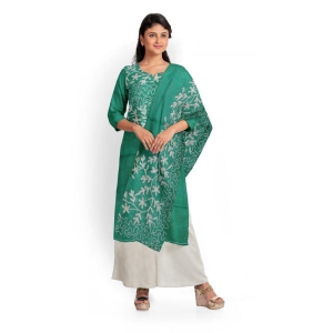 Green Supernet Kota with Aari Work Salwar Suit Fabric