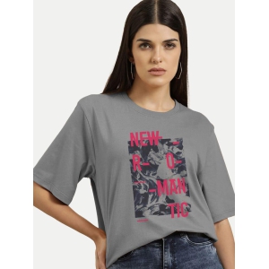 Women  Printed Dark Grey T-shirt