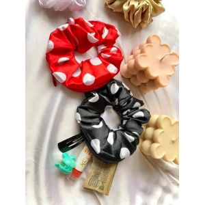 Polka dot zipper Scrunchie-Black