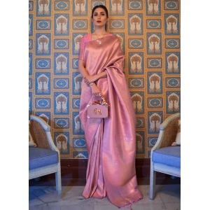 Glimmering Pink Color Banarasi Silk Saree