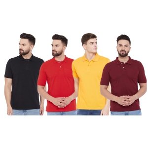 Cotton Blend Solid Half Sleeves Mens Polo T-Shirt Pack Of 4-L