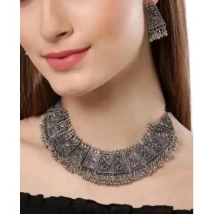 Silver Oxidised Jewellery Set For Women-FREE SIZE