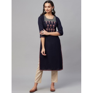 AMIRA'S INDIAN ETHNICWEAR - Navy Blue Rayon Women's Straight Kurti ( Pack of 1 ) - None