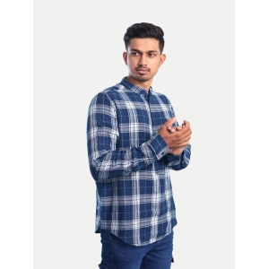 Men Navy Checked Regular Fit Casual cotton Shirt