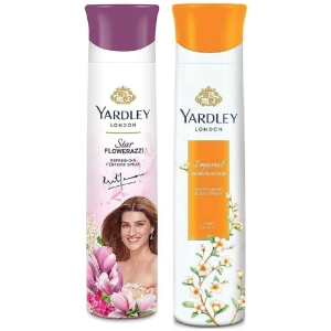 Yardley London - 1 FLAWERAZZI & 1SANDALWOOD 150ML EACH , Deodorant Spray for Women 300 ml ( Pack of 2 )