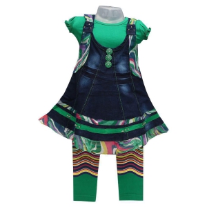 Zadums Baby Girls Cotton A-Line Frock, Green - 12-18 Months