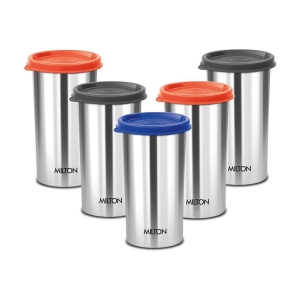 Milton Stainless Steel Tumbler with Lid Set of 5, 415 ml Each, Assorted (Lid Color May Vary) | Office | Gym | Yoga | Home | Kitchen | Hiking | Treking | Travel Tumbler - Assorted