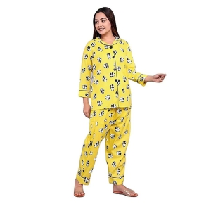 Monika Fashion Women's Cotton Printed Night Suit Set of Shirt & Pyjama