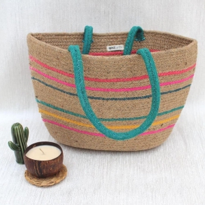 Jute Tote Bag  Multicolor