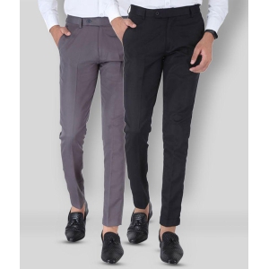 SREY - Grey Polycotton Slim - Fit Men's Chinos ( Pack of 2 ) - None