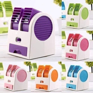 USB Portable Dual Bladeless Small Water Air Cooler (Multicolor)