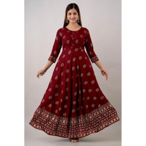 Kapadia - Maroon Rayon Women''s Anarkali Kurti ( Pack of 1 ) - None