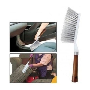 AutoRight - Hard & Long Bristles Cleaning Brush for Car Seat Carpet Mats- Plastic Handle- Pack of 1