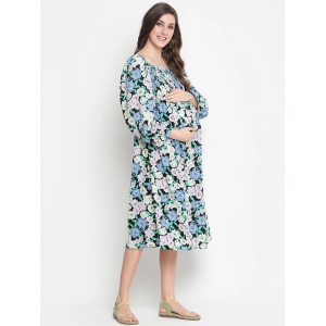 Oxolloxo Black & Blue Floral Maternity Midi Dress