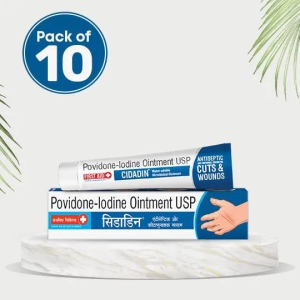 Cidadin 10g | Antiseptic, Anti Microbial Medicated Cream for Cuts, Scratches, Burns & Wounds | Clinically Proven & Worldwide Accepted Povidone-Iodine Formula | Essential First Aid Ointment